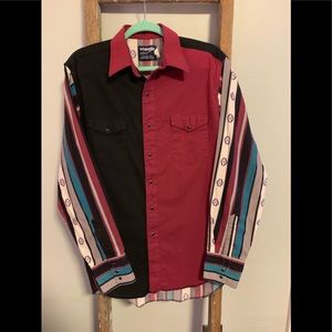 EUC Vintage Wrangler Pearl Snap 16 1/2 35
